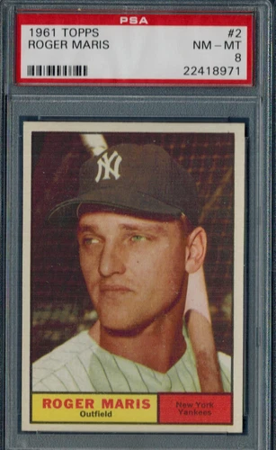 1961 Topps - #2 Roger Maris PSA 8 NM/MT 6.00 shipping