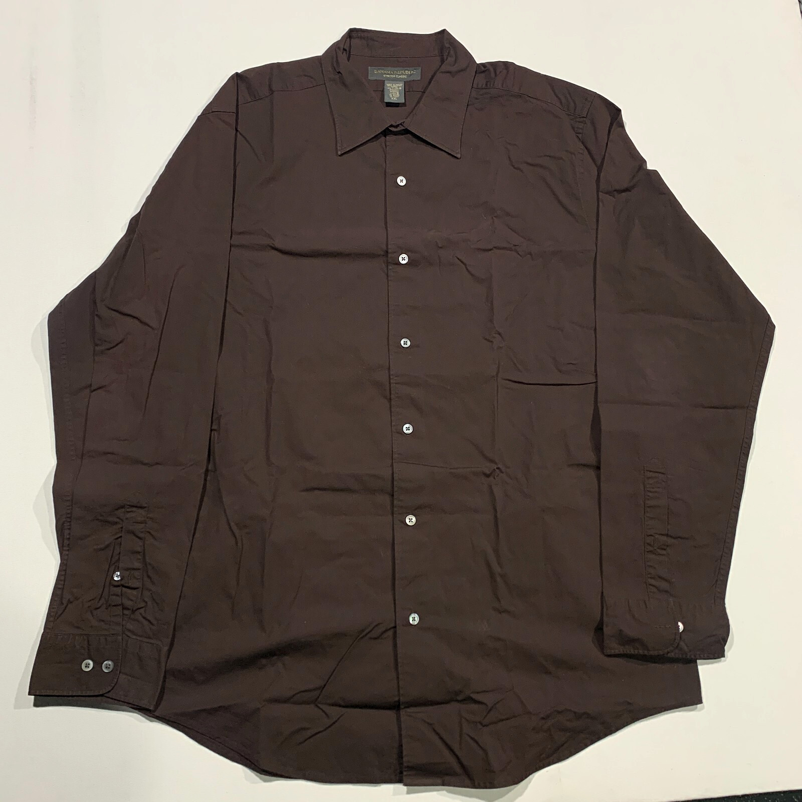Banana Republic Chinos Shirt Mens XL Brown Long Sleeve Button-Up Casual Top VTG