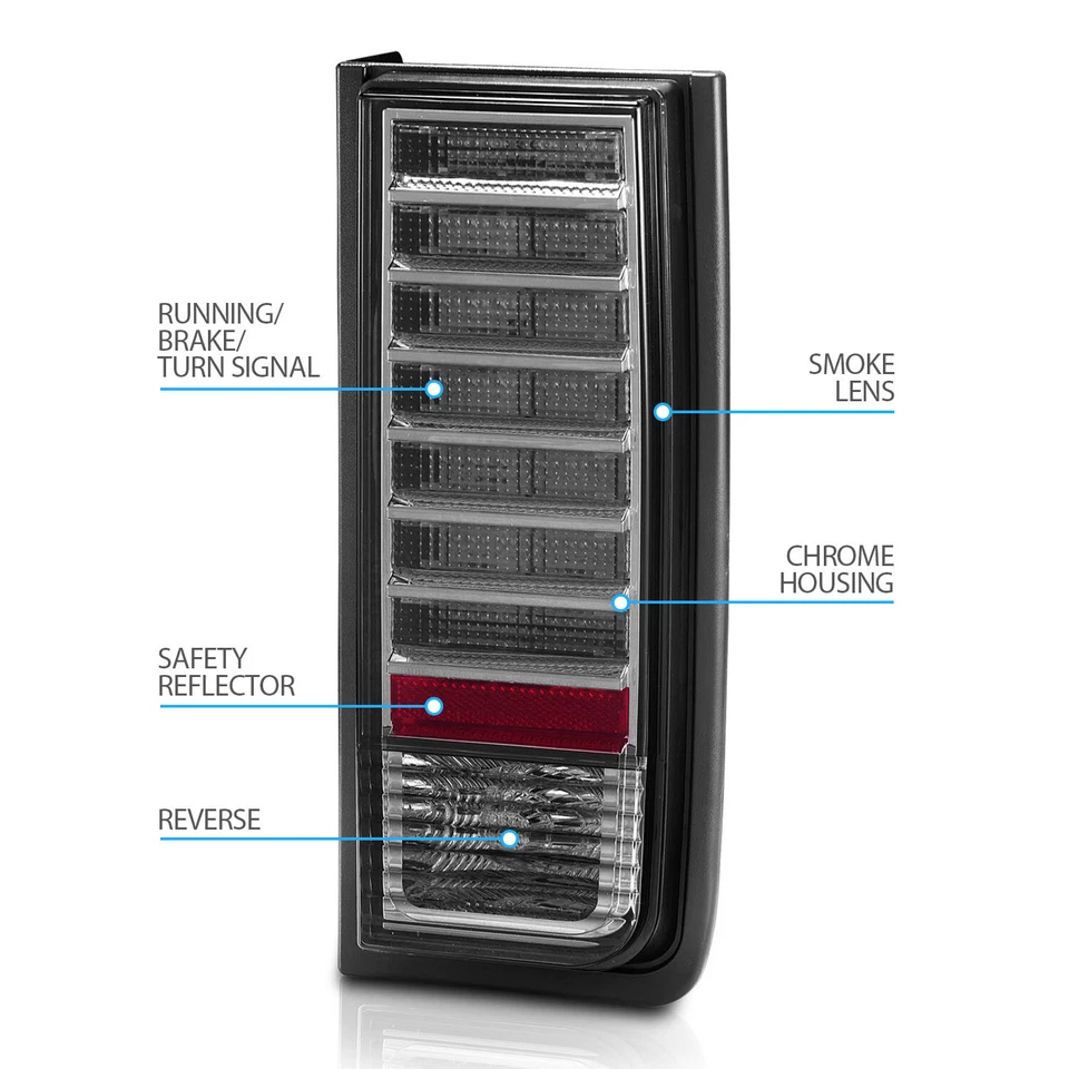 Par de luces traseras LED completas de humo rojo para Hummer H2 2003-2009 Foto 4 de 4