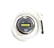 STEWART WARNER 86004 DIGITAL HOUR METER GAUGE w/HARNESS & CHROME BEZEL *S64