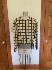 VTG Silk  Nite Waves Samir Suni Inc  night jacket W/ exsquiste beadwork fringe M