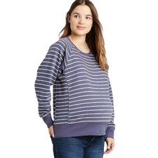 Isabel Maternity Striped Crew Neck Lounge Pullover Sweatshirt Size S
