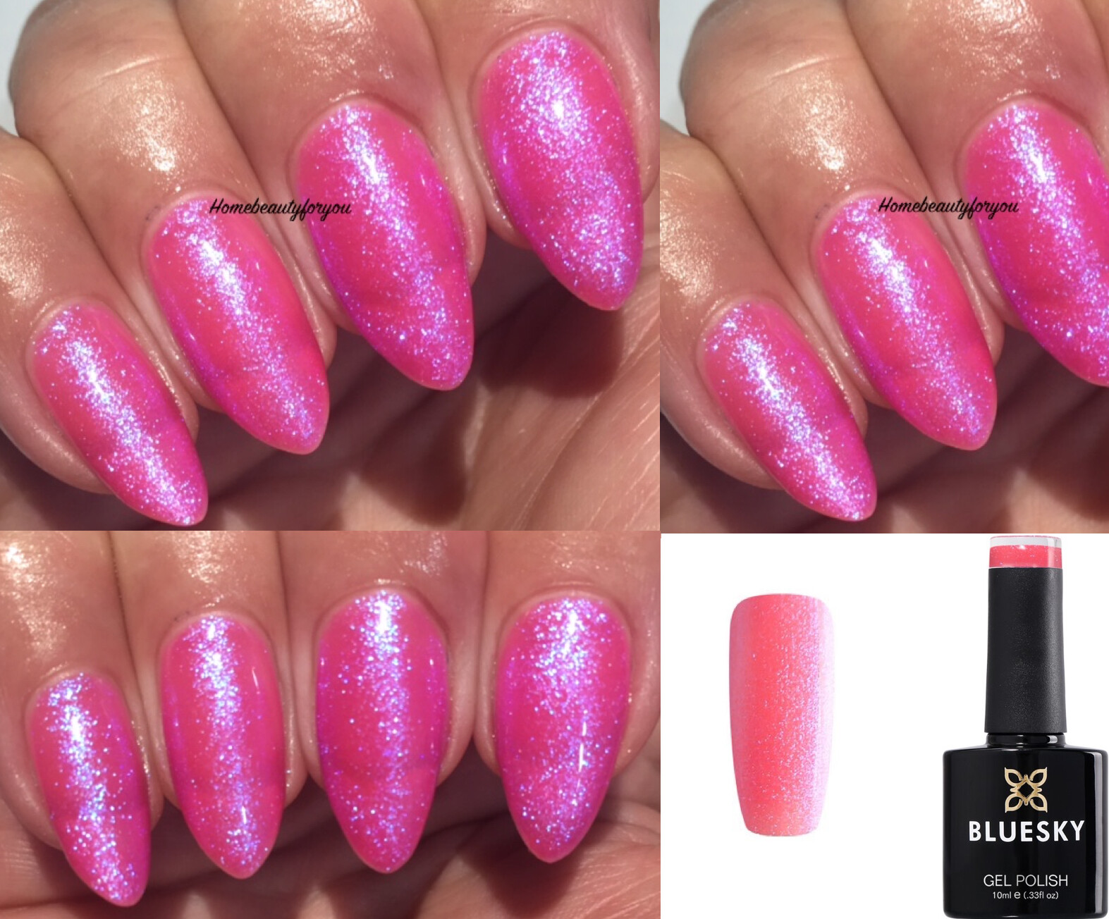 BLUESKY GEL NAIL POLISH GLITTER PINK FINE GLITTER CRYSTAL SJ07 UV LED SOAK OFF