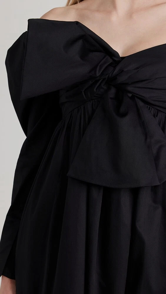 VALENTINO Abito midi donna Aje nero Valentina fiocco a maniche lunghe $575 taglia 10