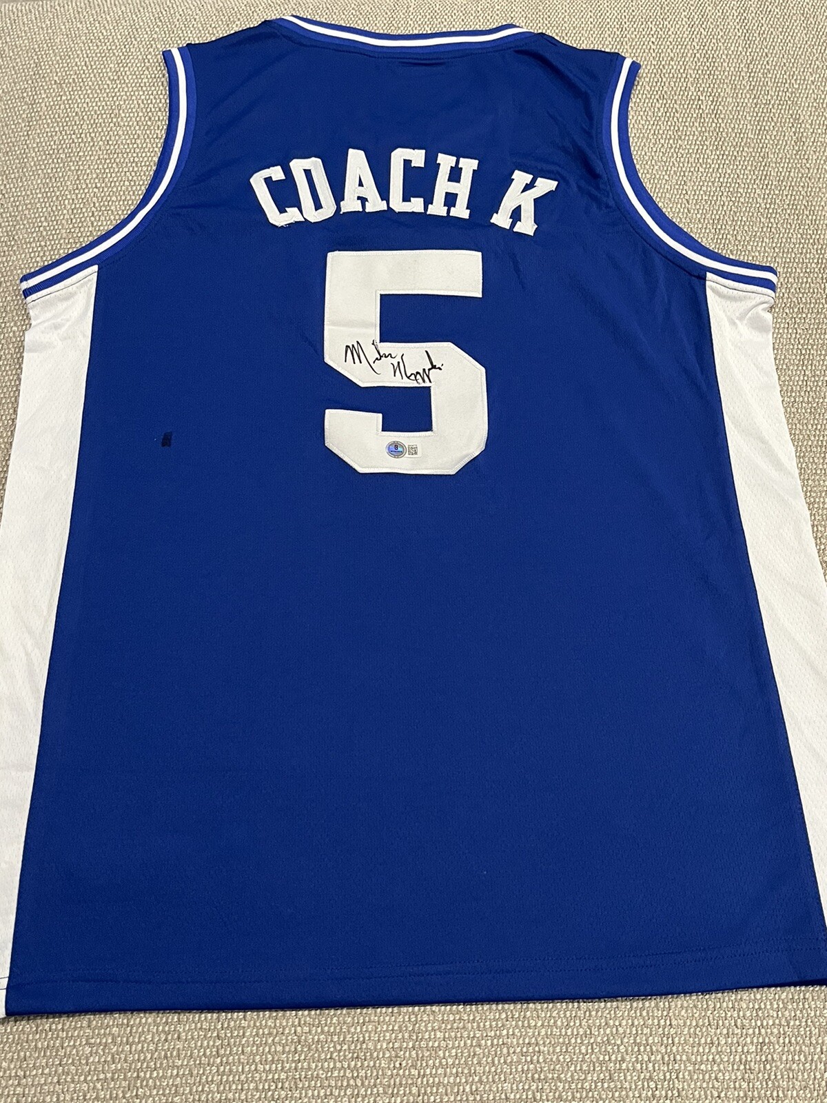 BECKETT COA MIKE KRZYZEWSKI Signed Autographed Duke Basketball Jersey Coach K 