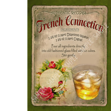 French Connection  Cocktail  Recipe Metal Wall Art Home Décor 3 Sizes to Choose