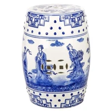 Safavieh Ocean Jewel Chinoiserie Ceramic Decorative Garden Stool Blue