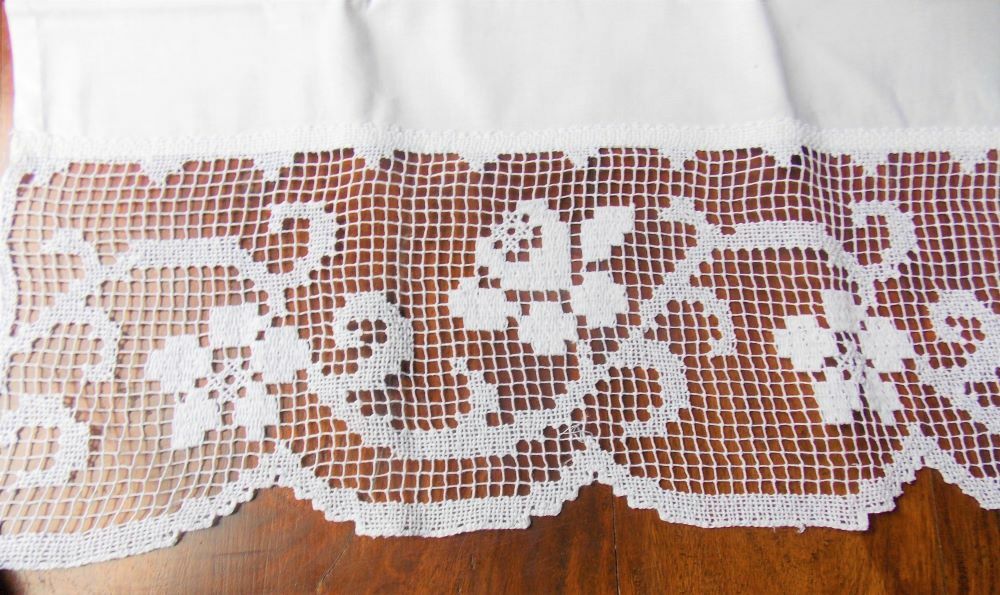 Brise-bise dentelle filet en toile Guirlande blanche 76x60 cm pour cuisine