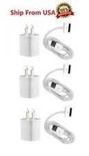 3x Home Wall AC Charger 30 pin Data Sync USB Cable for iPhone 3G 4 ipod Nano