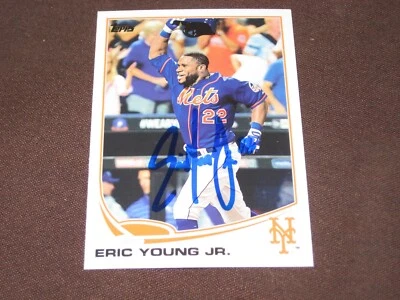 METS,ROCKIES,BRAVES ERIC YOUNG JR AUTO METS BASEBALL CARD COA - Photo 1/3