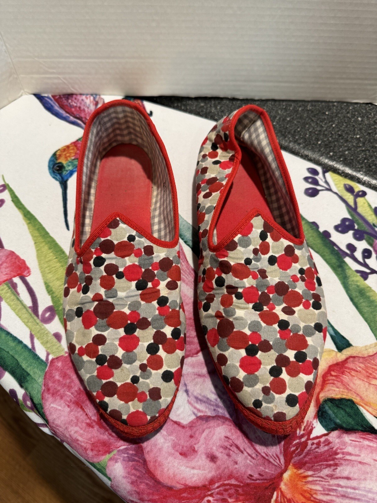 SAOLA Pantofola Pied a Terre rossa grigia nera bordeaux puntini Furlane con suola pneumatico taglia 40