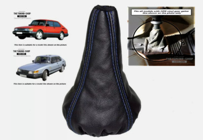 Shift Boot For Saab 900 Classic 78-93 Leather Blue Stitching - Vinyl Oryginal