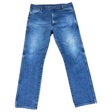 Vintage Wrangler 13MWZ Jeans Mens 42x34 Blue Denim Cowboy Cut USA Made Rodeo