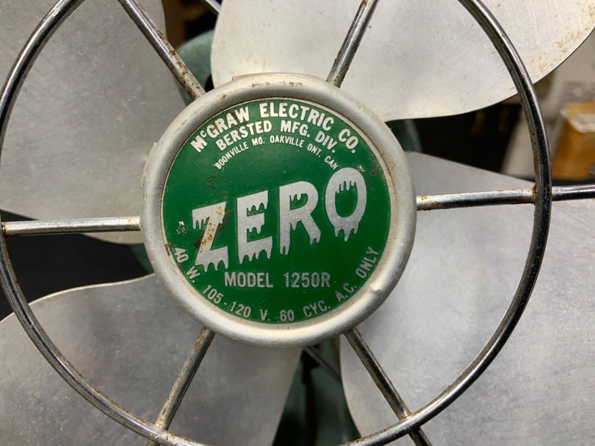 Vintage McGraw ZERO Desk Wall Mount Fan Art Deco Metal MODEL 1250R
