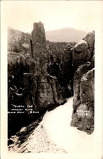 RPPC Postcard Traffic Cop Needles Road Black Hills South Dakota SD         20077