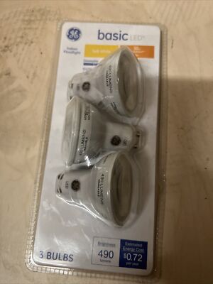 3 GE Basic 50W EQ 6W Soft White Dimmable LED Light Bulb Indoor Floodlight GU10