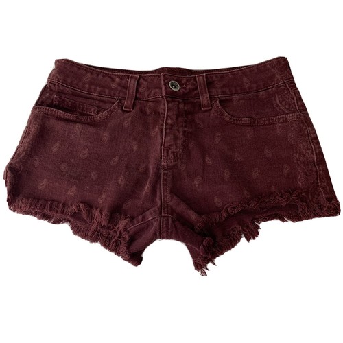Vans Cut Off Short Shorts Red Maroon 