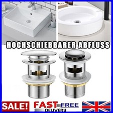 POP UP BASIN WASTE SLOTTED BATHROOM CHROME SINK PUSH BUTTON CLICK CLACK PLUG KIT