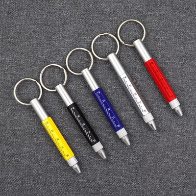 Multifunction Mini Ballpoint Pen Metal Screwdriver Tool Touch Screen Keychain.