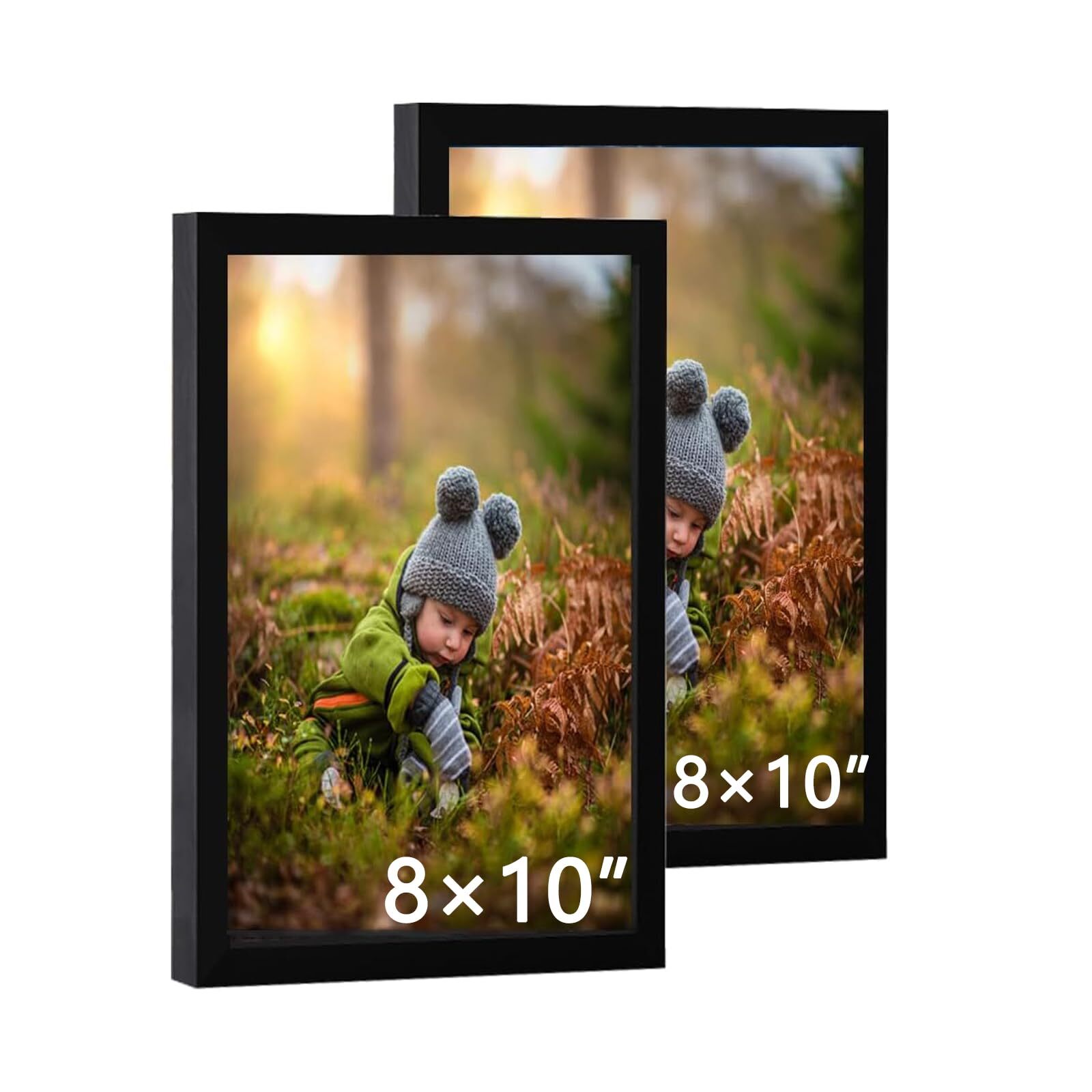 8x10 Picture Frame, 2 Pack Wood Frames with Durable Shatter Resistant Cover, ...