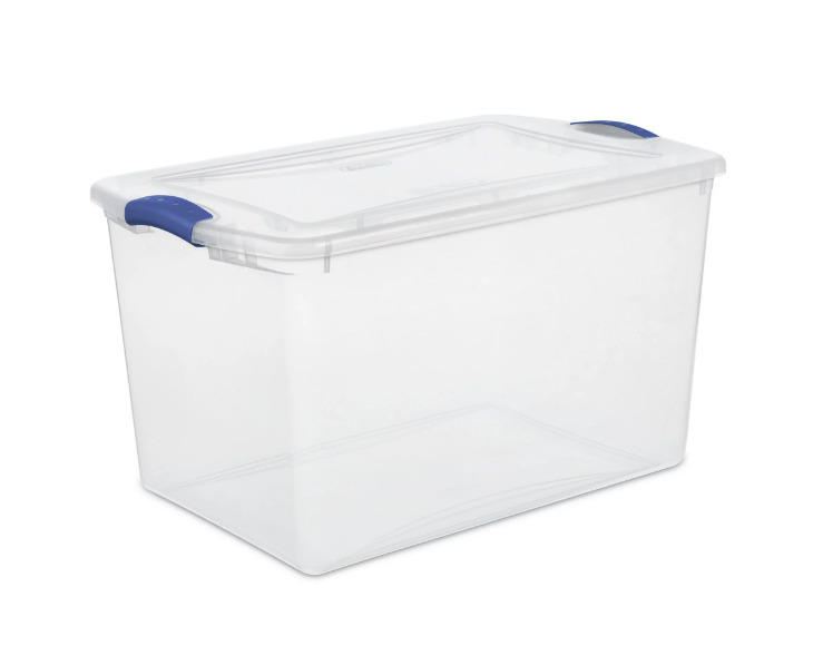 Set Of 1 Plastic Tote Box Storage Containers 66 Qt Clear Stackable Bin With Lid