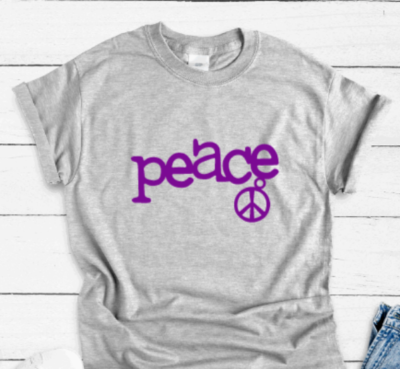 Peace, Gray Unisex Short Sleeve T-shirt | eBay