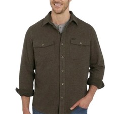 Wrangler Flannel Knit Shirt Men's Stretch Button Down Size: Medium, Brown NWT