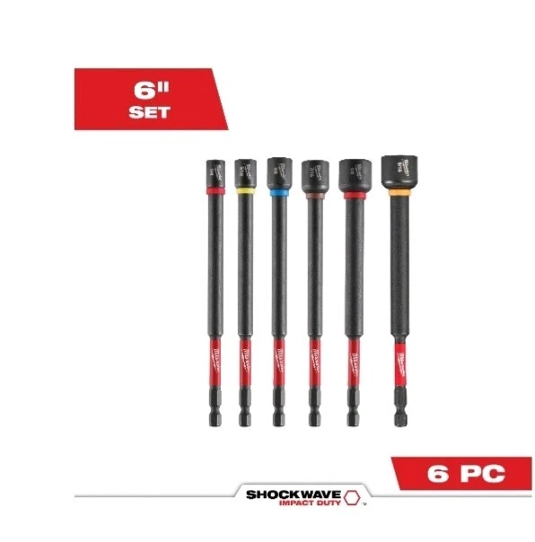 Milwaukee Shockwave Impact Duty Juego de atornilladores de tuerca magnética de 6 pulgadas, 6 piezas Foto 3 de 4