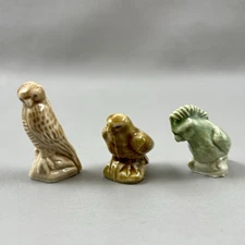 Lot Of 3 Wade Whimsies Figurines Red Rose Tea Birds Falcons Green Cockatoo