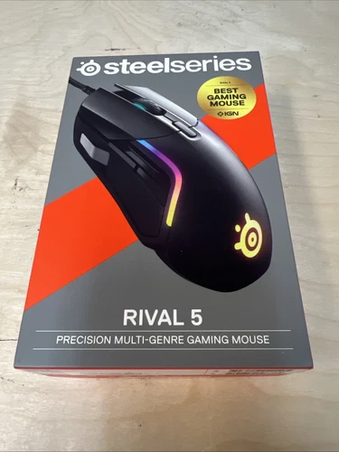 SteelSeries Rival 5 Precision Multi-Genre RGB Gaming Mouse Wired USB-A