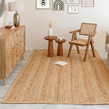 Reversible Braided Jute Area Rug, 4x6 Feet