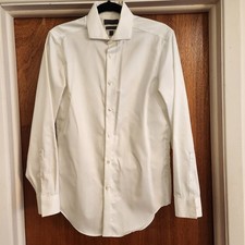 Calvin Klein Men Slim-Fit White Long-Sleeve Spread Collar Dress Shirt 14.5 32/33