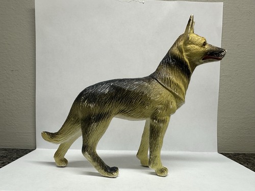 Vintage 90s German Shepherd Plastic Toy Dog Detail Figurine Kid Kore Nice Color