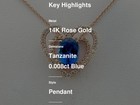Le Vian 14K Rose Gold 18" Pendant Necklace 2.43 cts Blue Tanzanite White Diamond — photo 2