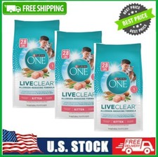 3 Bag Purine ONE LiveClear Dry Kitten Food Formula w Real Chicken, 2.8 lb Bag 20.74 per pound