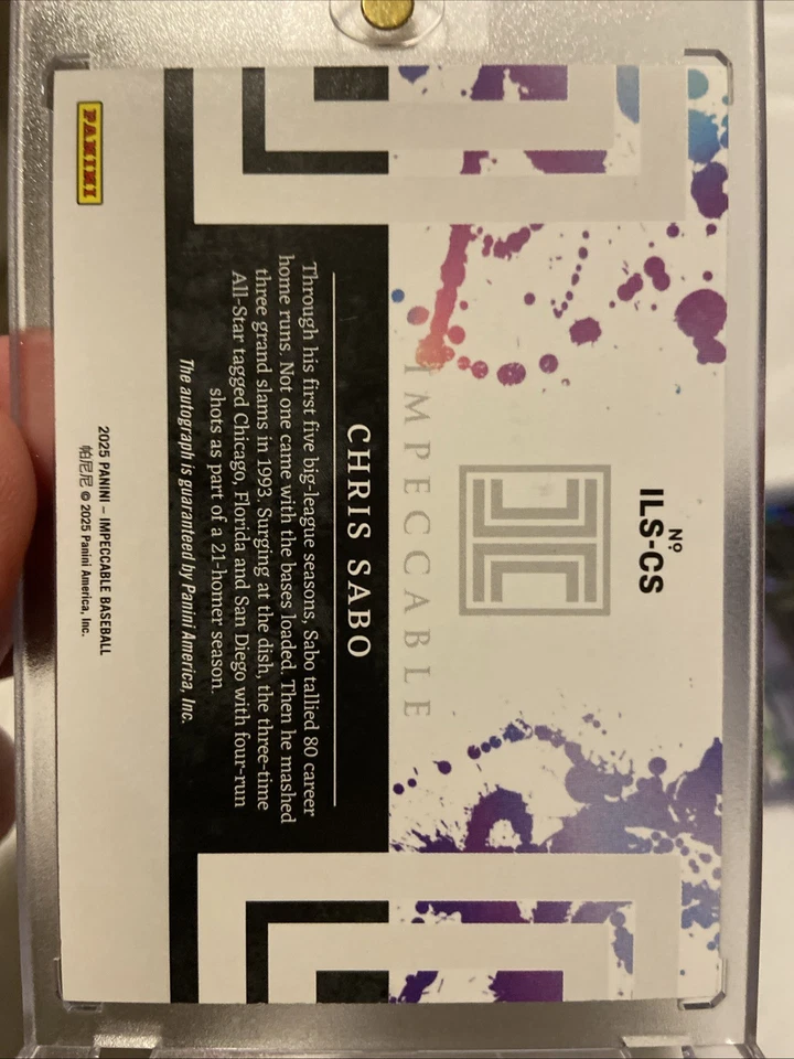 PANINI 2025 IMPECABLE EN TARJETA AUTOMÁTICO CHRIS SABO SP/93 ROJOS Líderes Foto 2 de 2