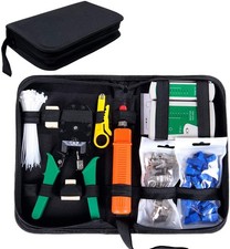 Black 9in1 Portable Crimping Tool Kit RJ11/RJ12/RJ45 Network Cable Tester