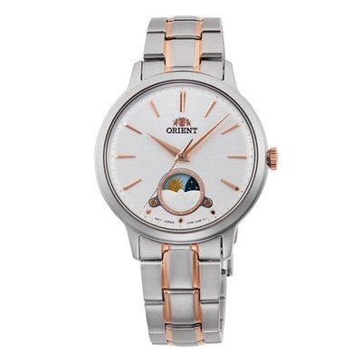 Orient 'Sun and Moon' White Dial Lady Quartz 2 Tone Gold Watch RA-KB0001S