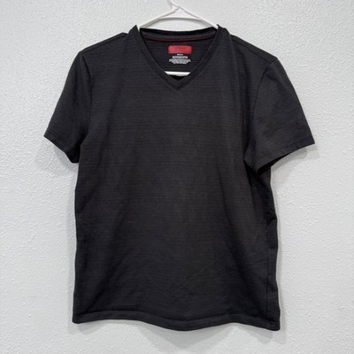 Alfani Mens Slim Fit Black Textured V Neck Short Sleeve T Shirt Size Small
