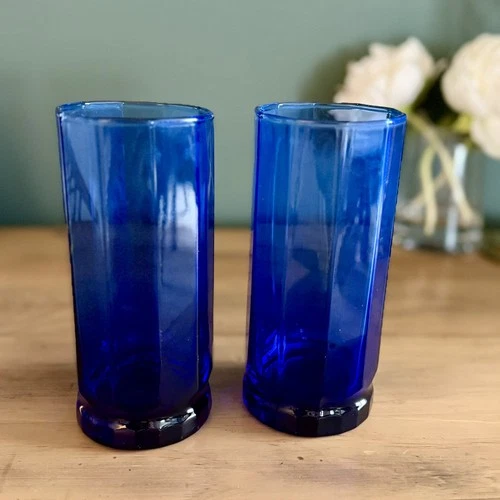 Vintage Anchor Hocking Essex Cobalt Blue Tumblers | Set of 2