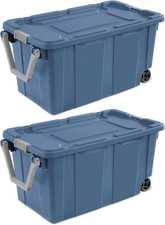 2 Pack 40 Gallon Blue Plastic Storage Totes L...