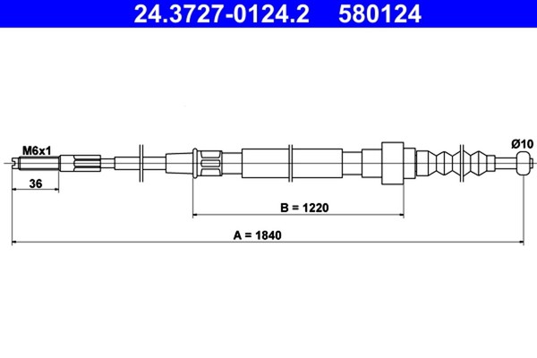 Bremsseil Seilzug Feststellbremse ATE 24.3727-0124.2 FüR VW Golf Jetta 1G1 1G2 2-image