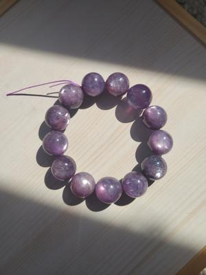 Natural Purple Mica Crystal Quartz Crystal Stretch Bracelet 17mm Lepidolite 