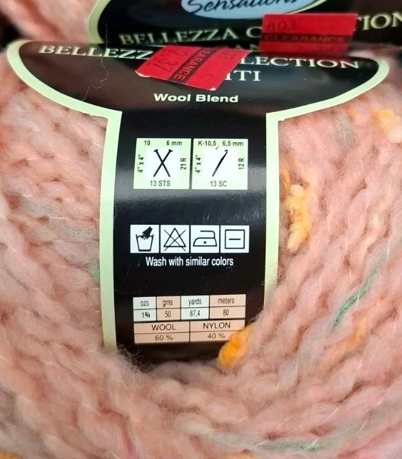 Lot of 8 Sensations Bellezza Italy Canditi Pink Wool Blend Yarn Speckled New image 6