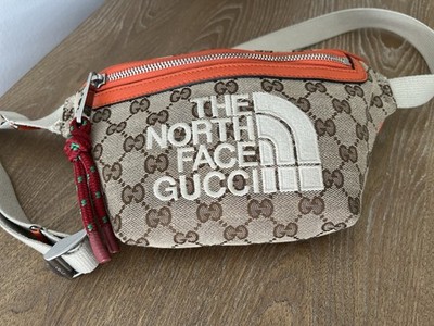 GUCCI X THE NORTH FACE GG CANVAS BODY WAIST BELT FANNY BAG Brown/ Orange
