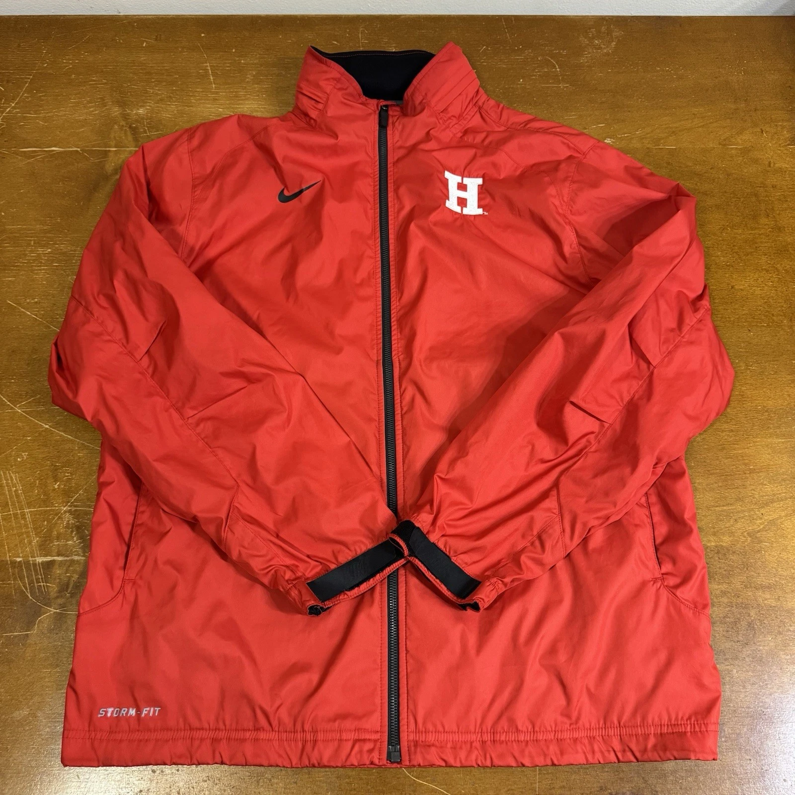 Nike Jacket Mens Large Red Full Zip Long Sleeve Windbreaker Hooded Lightweight