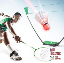 Portable Badminton Net Set with Storage Base, Rackets and Shuttlecocks Combo