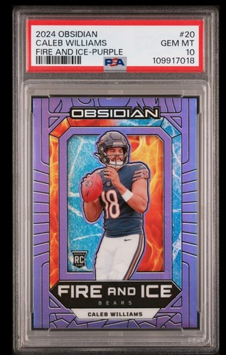 2024 Obsidian Caleb Williams Fire Ice Purple RC 9/50 PSA 10 Bears QB