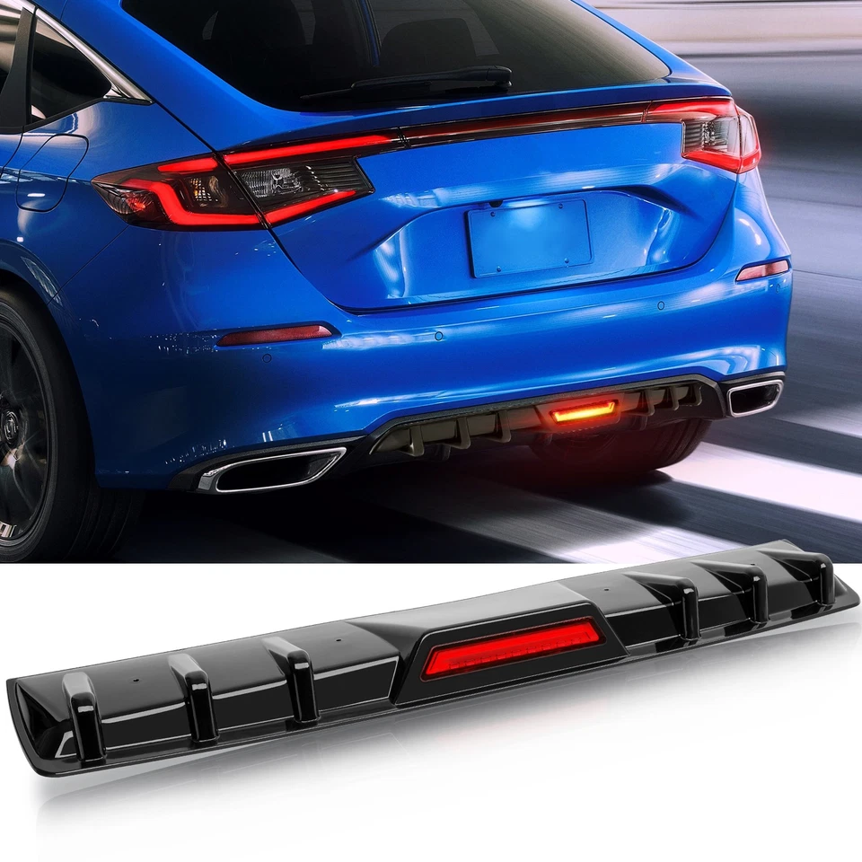 Alerón difusor de parachoques trasero brillante con luz de freno LED para Ford Fiesta 2008-2017 Foto 3 de 4