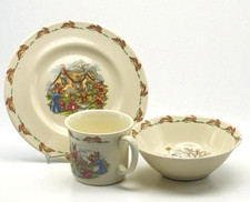 Royal Doulton BUNNYKINS 3-Pc Child's Set: Plate Bowl Cup Vtg Bone China England